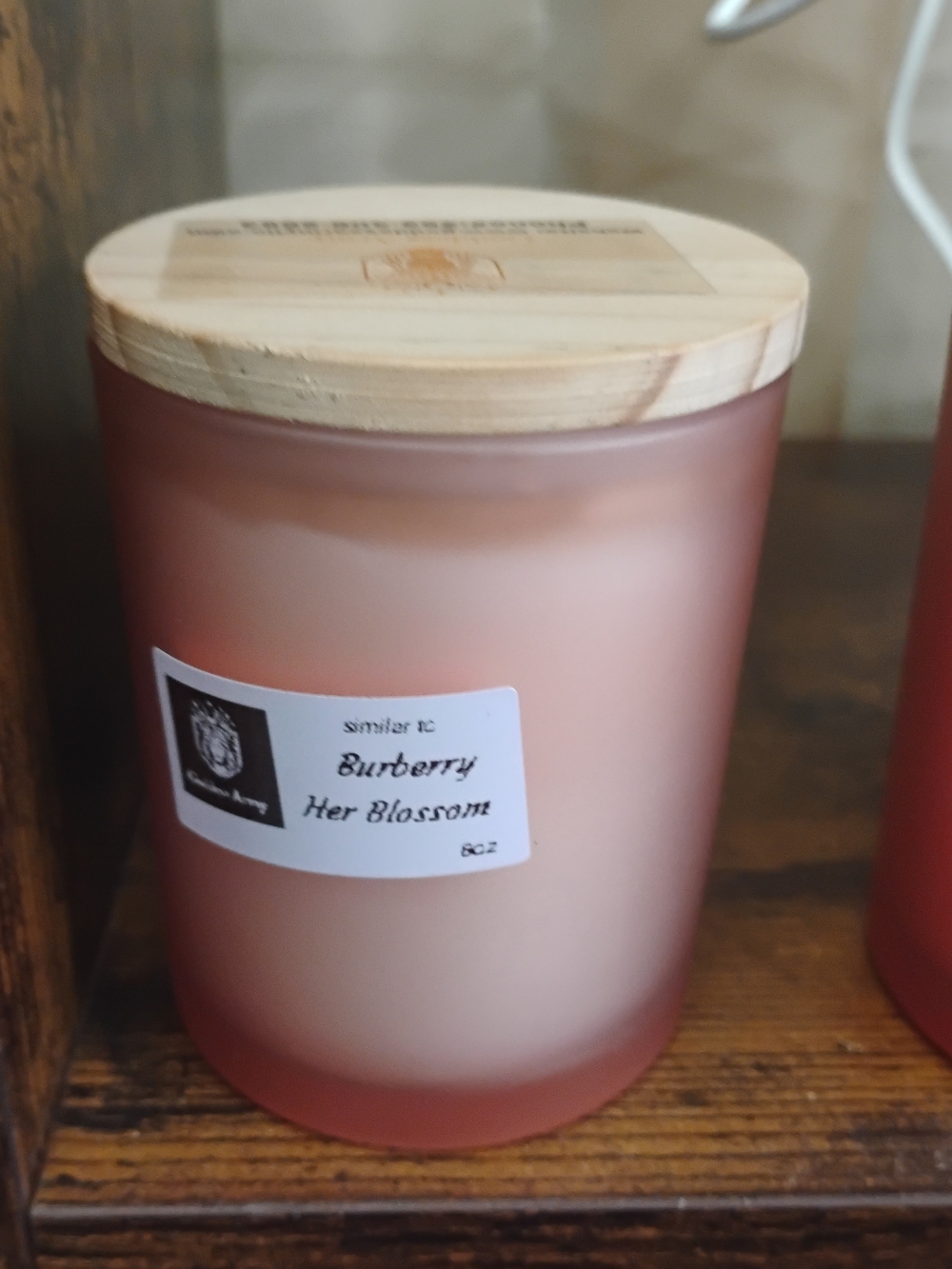 Her Blossom Scented Candle - Pink Frosted Glass with Wood Lid